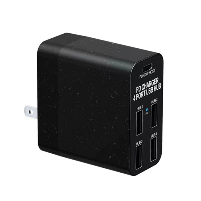 Cargador USB-C/Tipo-C de 65 W con concentrador USB de 4 puertos y PD, enchufe estadounidense, X83