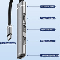 USB-C / Type-C to 3.5mm + 2USB + Type-C HUB Docking Station