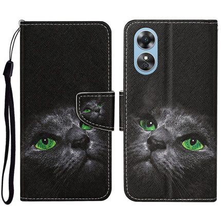 Colored Drawing Pattern Leather Phone Case, For OPPO A17
