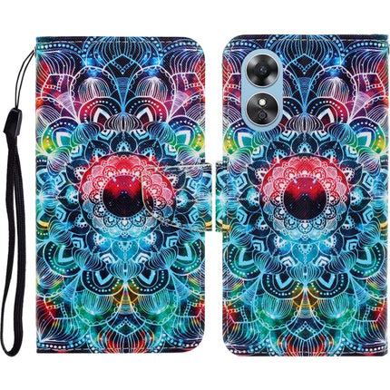 Colored Drawing Pattern Leather Phone Case, For OPPO A17
