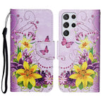 For Samsung Galaxy S23 Ultra 5G / Yellow Flower Butterfly