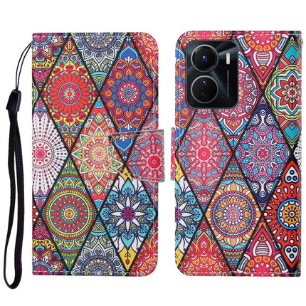 Colored Drawing Pattern Leather Phone Case, For vivo Y16