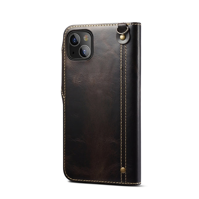 Denior Oil Wax Cowhide Magnetic Button Genuine Leather Case, For iPhone 13, For iPhone 13 mini, For iPhone 12 Pro Max, For iPhone 12 / 12 Pro, For iPhone 12 mini, For Samsung Galaxy S20