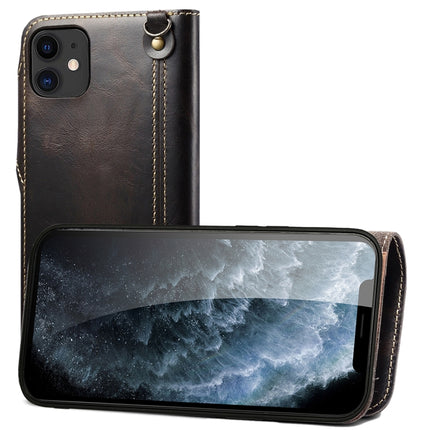 Denior Oil Wax Cowhide Magnetic Button Genuine Leather Case, For iPhone 13, For iPhone 13 mini, For iPhone 12 Pro Max, For iPhone 12 / 12 Pro, For iPhone 12 mini, For Samsung Galaxy S20