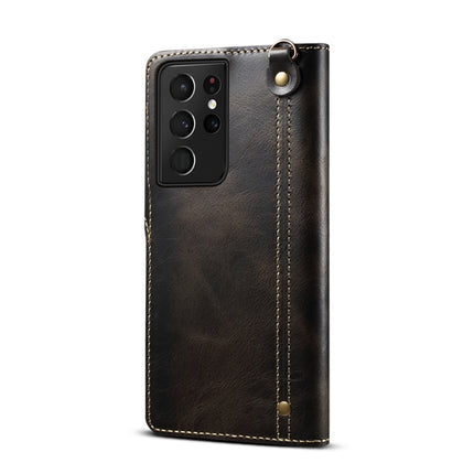 Denior Oil Wax Cowhide Magnetic Button Genuine Leather Case, For Samsung Galaxy S21 Ultra 5G, For Samsung Galaxy S22 5G, For Samsung Galaxy S22+ 5G, For Samsung Galaxy S22 Ultra 5G