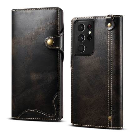 Denior Oil Wax Cowhide Magnetic Button Genuine Leather Case, For Samsung Galaxy S21 Ultra 5G, For Samsung Galaxy S22 5G, For Samsung Galaxy S22+ 5G, For Samsung Galaxy S22 Ultra 5G