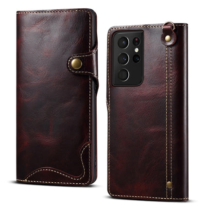 Denior Oil Wax Cowhide Magnetic Button Genuine Leather Case, For Samsung Galaxy S21 Ultra 5G, For Samsung Galaxy S22 5G, For Samsung Galaxy S22+ 5G, For Samsung Galaxy S22 Ultra 5G