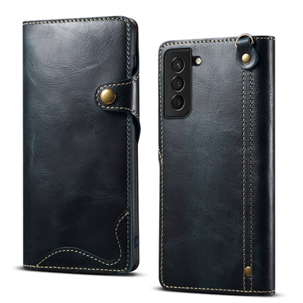 Denior Oil Wax Cowhide Magnetic Button Genuine Leather Case, For Samsung Galaxy S21 Ultra 5G, For Samsung Galaxy S22 5G, For Samsung Galaxy S22+ 5G, For Samsung Galaxy S22 Ultra 5G