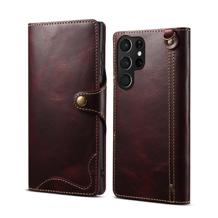 Denior Oil Wax Cowhide Magnetic Button Genuine Leather Case, For Samsung Galaxy S21 Ultra 5G, For Samsung Galaxy S22 5G, For Samsung Galaxy S22+ 5G, For Samsung Galaxy S22 Ultra 5G