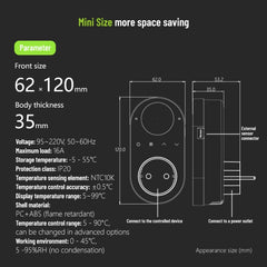 Plug-in LCD Thermostat, EU Plug, With WiFi, Without WiFi