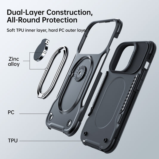 JOYROOM PC + TPU Dual-layer Shockproof Phone Case with Rotating Holder, For iPhone 14, For iPhone 14 Pro, For iPhone 14 Plus, For iPhone 14 Pro Max