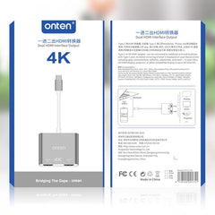 Onten OTN-9175B 4K USB-C / Type-C to Dual HDMI Output Converter, OTN-9175B