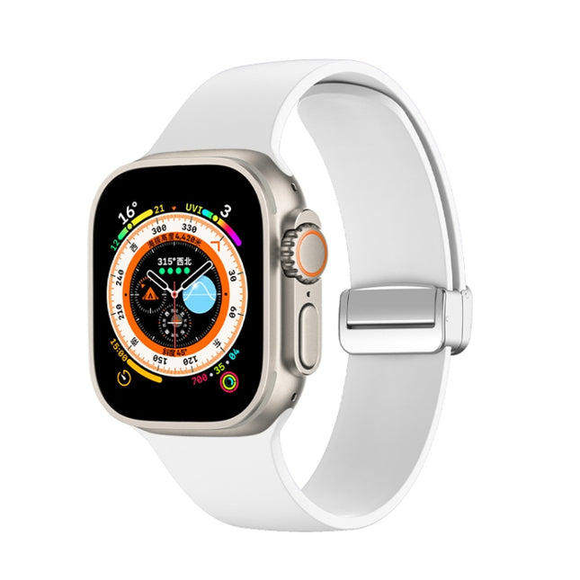 Folding Buckle Silicone Watch Band, For Apple Watch Ultra 49mm, For Apple Watch Series 8&7 45mm / SE 2&6&SE&5&4 44mm / 3&2&1 42mm, For Apple Watch Series 8&7 41mm / SE 2&6&SE&5&4 40mm / 3&2&1 38mm