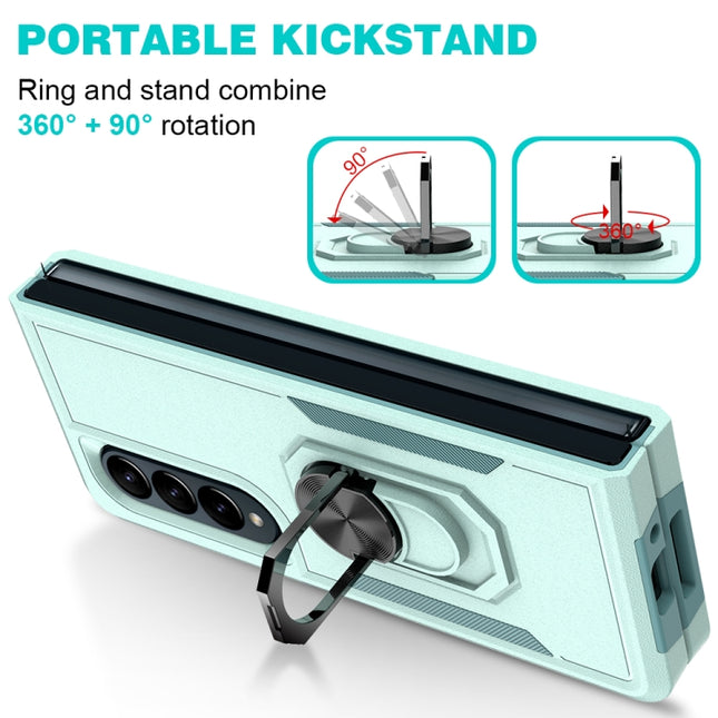 2 in 1 PC + TPU Shockproof Phone Case with Ring Bracket, For Samsung Galaxy Z Fold4