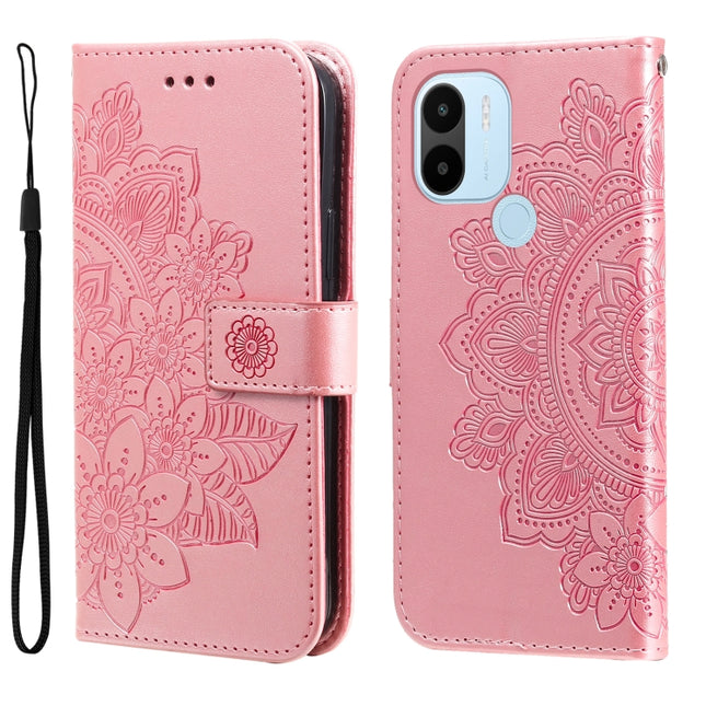 7-petal Flowers Embossing Leather Phone Case, For Xiaomi Redmi A1+, For Xiaomi Redmi 11 Prime 4G, For Xiaomi Redmi Note 12 China, For Xiaomi Redmi Note 12 Pro 5G China