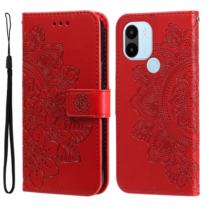 7-petal Flowers Embossing Leather Phone Case, For Xiaomi Redmi A1+, For Xiaomi Redmi 11 Prime 4G, For Xiaomi Redmi Note 12 China, For Xiaomi Redmi Note 12 Pro 5G China