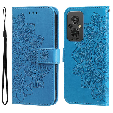 7-petal Flowers Embossing Leather Phone Case, For Xiaomi Redmi A1+, For Xiaomi Redmi 11 Prime 4G, For Xiaomi Redmi Note 12 China, For Xiaomi Redmi Note 12 Pro 5G China