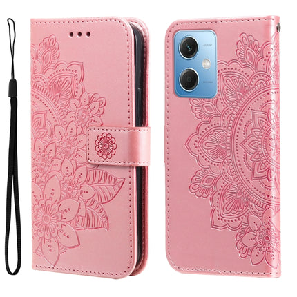 7-petal Flowers Embossing Leather Phone Case, For Xiaomi Redmi A1+, For Xiaomi Redmi 11 Prime 4G, For Xiaomi Redmi Note 12 China, For Xiaomi Redmi Note 12 Pro 5G China
