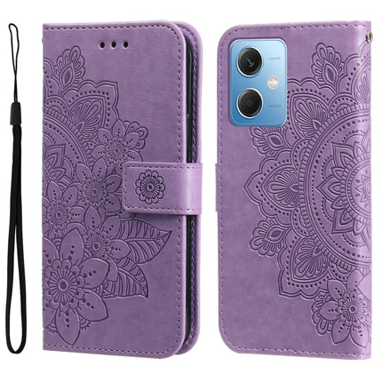 7-petal Flowers Embossing Leather Phone Case, For Xiaomi Redmi A1+, For Xiaomi Redmi 11 Prime 4G, For Xiaomi Redmi Note 12 China, For Xiaomi Redmi Note 12 Pro 5G China