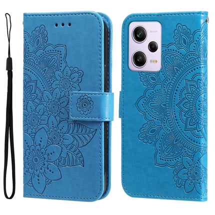 7-petal Flowers Embossing Leather Phone Case, For Xiaomi Redmi A1+, For Xiaomi Redmi 11 Prime 4G, For Xiaomi Redmi Note 12 China, For Xiaomi Redmi Note 12 Pro 5G China