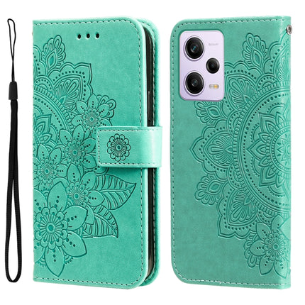 7-petal Flowers Embossing Leather Phone Case, For Xiaomi Redmi Note 12 Pro+ China