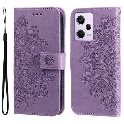 7-petal Flowers Embossing Leather Phone Case, For Xiaomi Redmi Note 12 Pro+ China