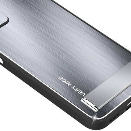 Metal Brushed Texture Shockproof Phone Case with Holder, For Xiaomi Redmi Note 12 Pro 5G China