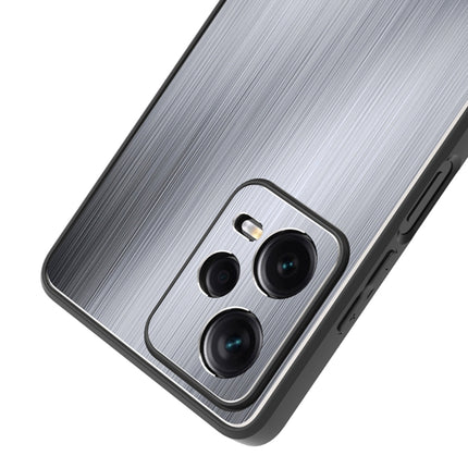 Metal Brushed Texture Shockproof Phone Case with Holder, For Xiaomi Redmi Note 12 Pro 5G China