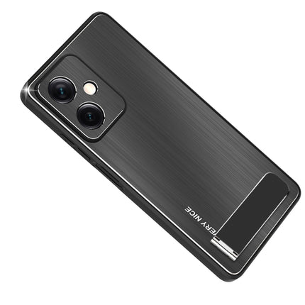 Metal Brushed Texture Shockproof Phone Case with Holder, For Xiaomi Redmi Note 12 Pro+ China, For Xiaomi Redmi Note 12 Pro 5G China, For Xiaomi Redmi Note 12 China