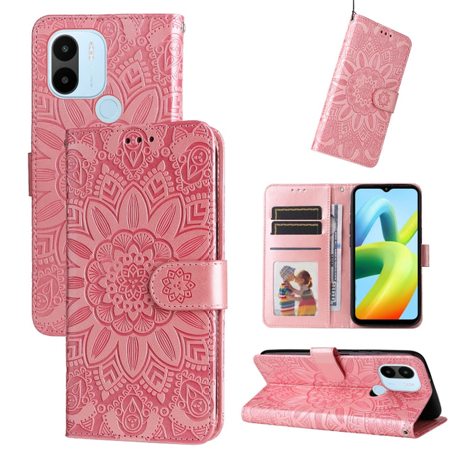 Embossed Sunflower Leather Phone Case, For Xiaomi Redmi A1+, For Xiaomi Redmi 11 Prime 4G, For Xiaomi Redmi Note 12 China, For Xiaomi Redmi Note 12 Pro 5G China