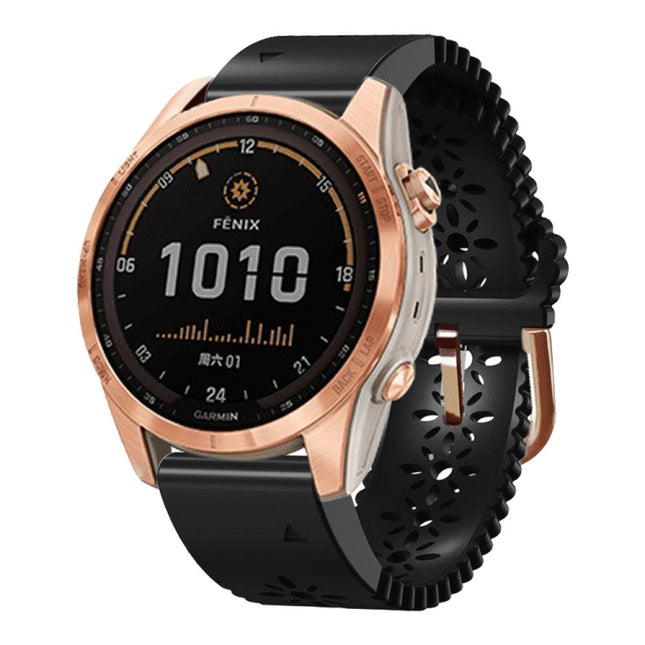 Quick Release Lace Silicone Watch Band, For Garmin Fenix 7S / 6S / 5S
