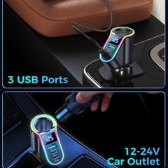 JOYROOM JR-CL21 150W 4-in-1 USB + Type-Cx2 Car Charger with Cigarette Lighter, JR-CL21