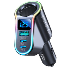 JOYROOM JR-CL21 150W 4-in-1 USB + Type-Cx2 Car Charger with Cigarette Lighter, JR-CL21