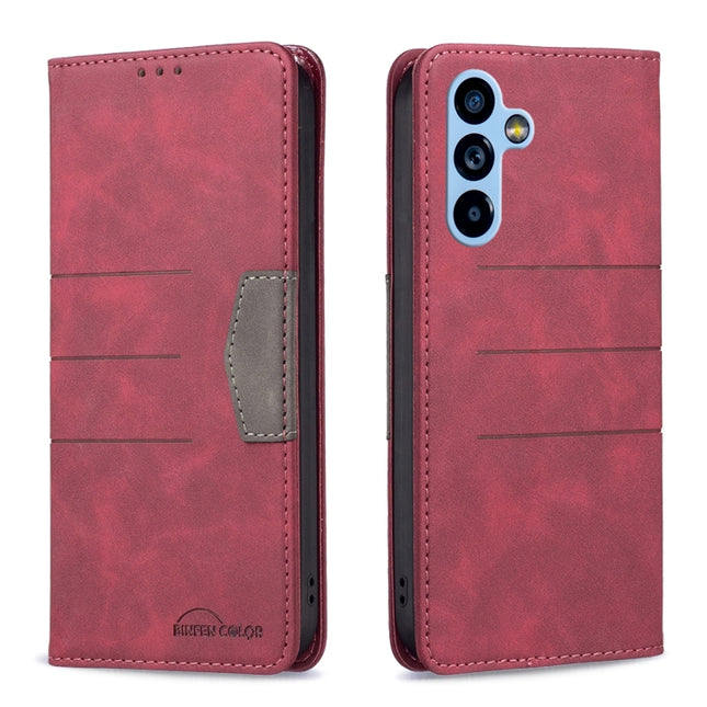 BF10 Color Block Magnetic Flip Leather Phone Case, For Samsung Galaxy A54 5G