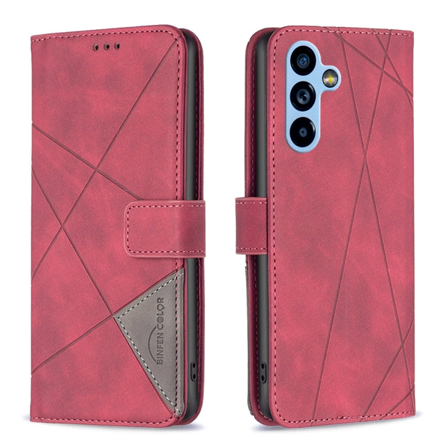 Magnetic Buckle Rhombus Texture Leather Phone Case, For Samsung Galaxy A54 5G