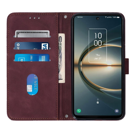 Crossbody 3D Embossed Flip Leather Phone Case, For TCL 30 V 5G T781S / 30XE 5G, For TCL 30Z T602DL, For TCL 303, TCL 305i With fingerprint