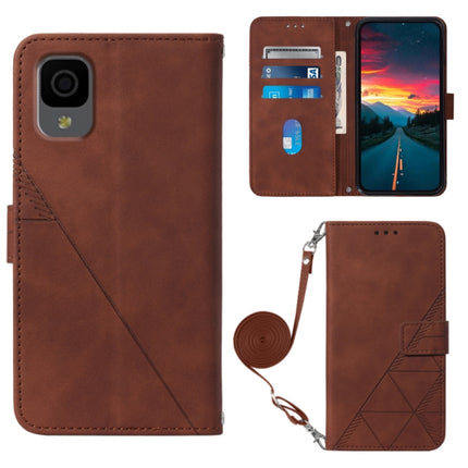 Crossbody 3D Embossed Flip Leather Phone Case, For TCL 30 V 5G T781S / 30XE 5G, For TCL 30Z T602DL, For TCL 303, TCL 305i With fingerprint