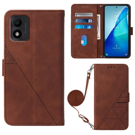 Crossbody 3D Embossed Flip Leather Phone Case, For TCL 30 V 5G T781S / 30XE 5G, For TCL 30Z T602DL, For TCL 303, TCL 305i With fingerprint