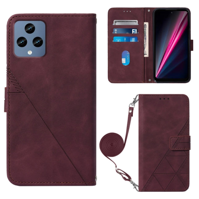 Crossbody 3D Embossed Flip Leather Phone Case, For T-Mobile Revvl 6 5G, For T-Mobile Revvl 6 Pro 5G, For Tone E22, For Samsung Galaxy A14 5G