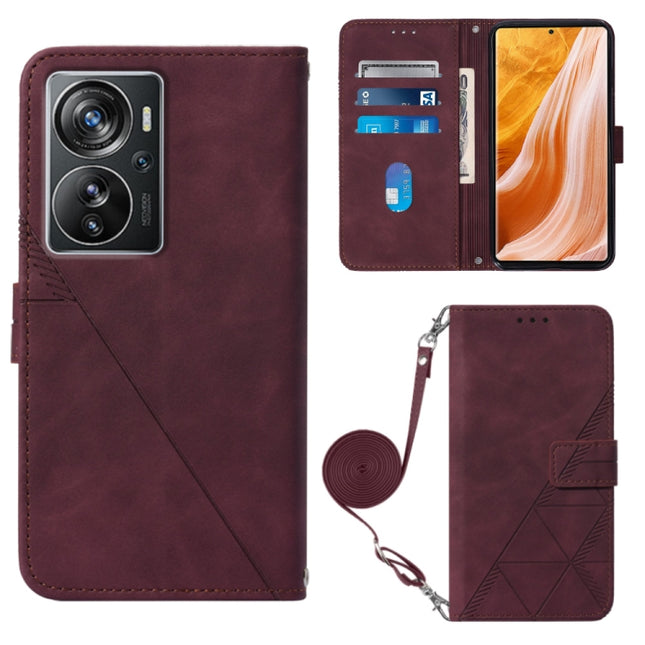 Crossbody 3D Embossed Flip Leather Phone Case, For ZTE Axon 40 Pro, For ZTE Axon 40 Ultra, For ZTE Consumer Cellular ZMAX 5G, For ZTE Nubia Z40S Pro