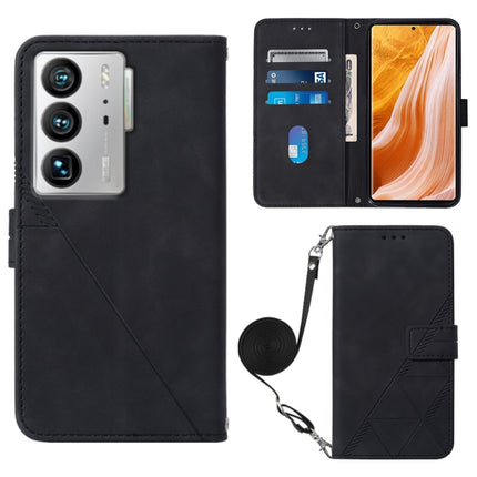 Crossbody 3D Embossed Flip Leather Phone Case, For ZTE Axon 40 Pro, For ZTE Axon 40 Ultra, For ZTE Consumer Cellular ZMAX 5G, For ZTE Nubia Z40S Pro