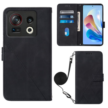 Crossbody 3D Embossed Flip Leather Phone Case, For ZTE Axon 40 Pro, For ZTE Axon 40 Ultra, For ZTE Consumer Cellular ZMAX 5G, For ZTE Nubia Z40S Pro