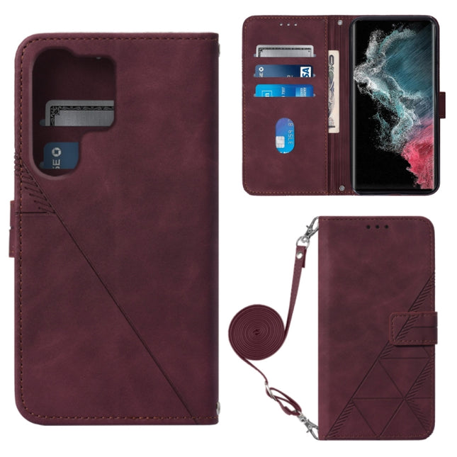 Crossbody 3D Embossed Flip Leather Phone Case, For Samsung Galaxy S23 Ultra 5G, For Sharp Aquos R7 / P7, For Sharp Aquos V6 Plus / V6, For Sharp Aquos Sense7 Plus