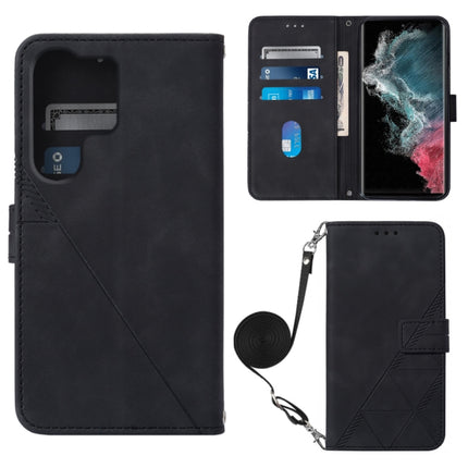 Crossbody 3D Embossed Flip Leather Phone Case, For Samsung Galaxy S23+ 5G, For Samsung Galaxy S23 Ultra 5G, For Sharp Aquos R7 / P7, For Sharp Aquos V6 Plus / V6