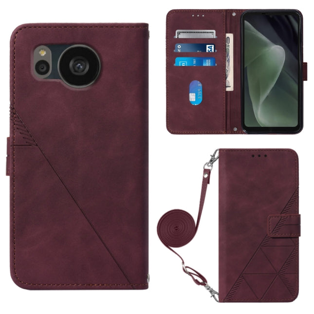 Crossbody 3D Embossed Flip Leather Phone Case, For Sharp Aquos Sense7 Plus, For Sharp Aquos Sense7 SH-V48, For Xiaomi Civi 2, For Xiaomi Redmi A1