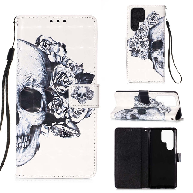3D Painting Horizontal Flip Leather Phone Case, For Samsung Galaxy S23 Ultra 5G