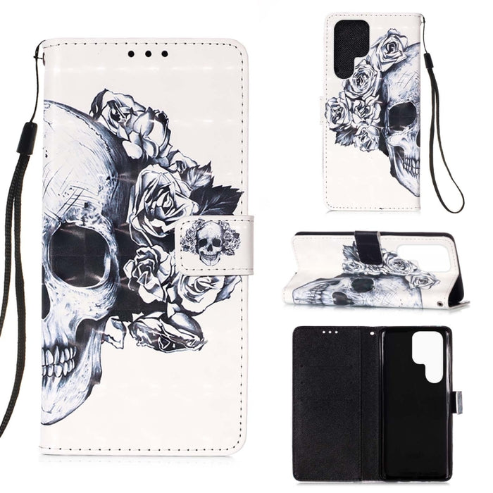 3D Painting Horizontal Flip Leather Phone Case, For Samsung Galaxy S23 Ultra 5G