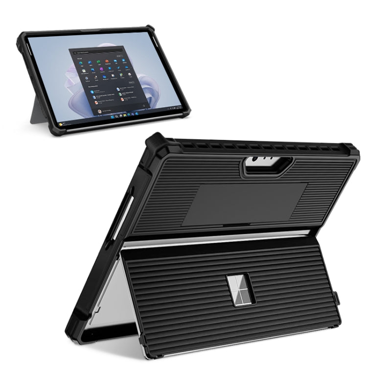 Striped Hollow Tablet Case with Holder Cover and Shoulder Strap