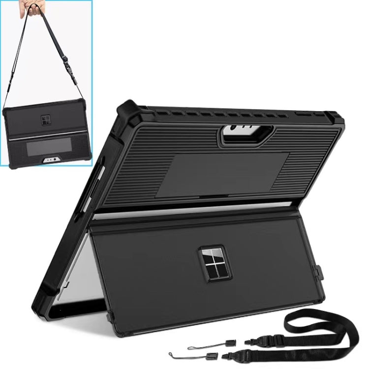Striped Hollow Tablet Case with Holder Cover and Shoulder Strap
