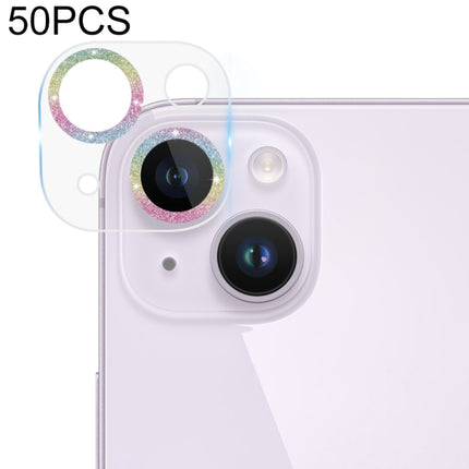 50pcs Tempered Glass Glitter CD Texture Back Camera Film, For iPhone 14 / 14 Plus (50 PCS), For iPhone 14 Pro Max / 14 Pro (50 PCS)